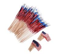 Mikinona 200pcs American Flag Dessert Picks Tricolor Flag Toothpicks for July Cupcake Toppers Patriotic Party Supplies and Decorations