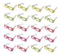 Mikinona 20Pcs Cardboard Glasses Lightweight Portable Eyewear for Movies Games Camping Travel with Red Yellow Green Frames Suitable for Adults