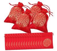 Mikinona 20pcs Chinese Style Silk Drawstring Gift Bags for Year Party Candy Packing Favor Pouches Storage for Wedding Small Gifts