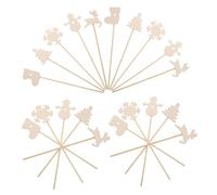 Mikinona 20pcs DIY Wooden Fairy Wand Sticks for Unfinished Smooth Sanded Craft Supplies with Christmas Designs Tree Stocking Snowflake Snowman Reindeer Artistic Painting Decorating Kit for