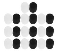 Mikinona 20pcs Headset Microphone Windscreen Covers, White and Black Sponge Wind Noise Reducer, Noise Reduction Microphone Cushion for Singing, Interview, Event, and Stage Use