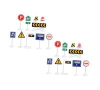 Mikinona 20Pcs Miniature Traffic Signs Models Educational Road Sign for Plastic Teaching Aids for Learning Traffic Rules and Safe Play