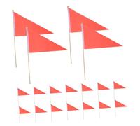 Mikinona 20pcs Red Triangle Lawn Marking Flags with Nylon and Wood Stakes Easy-install Garden Irrigation and Surveying Flags for Lawn Sprinkler Training and Construction Use