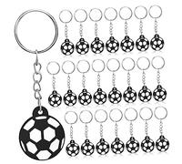 Mikinona 24 Pcs Soccer Ball Keychains PVC Soft Keyrings with Football Pendants for Party Favors School Rewards Backpack Accessories and Carnival Game Prizes