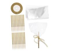 Mikinona 24pcs Glitter Ribbon Candy Apple Sticks Kit with Bags Smooth and Sturdy Bling Skewers for Dessert Buffets Birthday Parties Thanksgiving and Festive Occasions