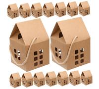 Mikinona 24pcs House Shaped Paper Gift Boxes with Handle Multi-function Candy and Cookie Packaging Cases for Christmas Holiday Decoration and Small Presents