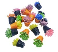 Mikinona 24pcs Miniature Succulent Plants Handmade Tiny Fake Cactus in Resin Pots Mini Dollhouse Greenery Figurines for DIY Micro Garden Low Maintenance Artificial Potted Plant Decor