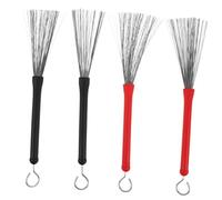 Mikinona 2pairs Retractable Jazz Drum Steel Wire Brushes for Acoustic Drummer Playing Music Rhythm Percussion Accessories Handle