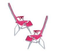 Mikinona 2Pc Miniature Beach Chair Model for Dollhouse Decor Highly Simulated Foldable Mini Deck Chairs with Stable Material for Fairy Garden Party and Collectible Mini Furniture