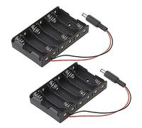 Mikinona 2pcs Aa Battery Holder Case Box with Wire Leads for Microcomputer Power Supply Black Plastic and Metal Spring Clip Design Suitable for Robotics and Mobile Systems