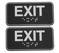 Mikinona 2pcs Acrylic Exit Sign: Self Adhesive Emergency Exit Sign With Braille Wall Mounted For Business Shopping Centers Office Buildings 20x5cm/7.9x2in