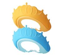 Mikinona 2Pcs Adjustable Shower Caps Soft Newborn Hair Shampoo Hat Protecting Eyes Ears Bath Visor for Boys Blue Yellow