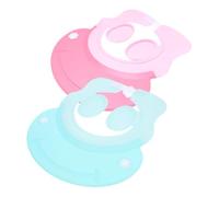 Mikinona 2pcs Adjustable Silicone Shower Cap for Protective Bath Visor Hats for Boys Water and Shampoo Shield Soft Hair Wash Accessory with Eye and Ear Protection