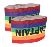 Mikinona 2pcs Adjustable Wide Rainbow Captain Armband for Adults and Youths Elastic Football Team Leader Band for Soccer Rugby Basketball Training Comfortable Non-slip Sleeve Badge
