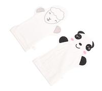 Mikinona 2pcs Baby Shower Gloves Large Size Cartoon Animal Exfoliating Bath Mittens White Panda Sheep Cute Skin Scrubbing Gloves for Infant Bathing