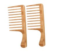 Mikinona 2pcs Bamboo Wide-tooth Combs Curved Haircutting Comb Large Tooth Detangling Hair for Men Women