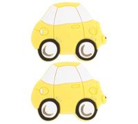 Mikinona 2pcs Cartoon Cabinet Knobs Kids Dresser Pull Soft Plastic Handle (Yellow Car) - Furniture Hardware for Children Nursery Room, Drawer, Closet, Door