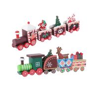Mikinona 2Pcs Christmas Wooden Train Ornaments for Smooth Surface Sturdy Metal Hook Connections Red and Green Decorative Xmas Tabletop Display