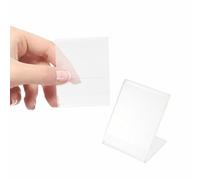 Mikinona 2pcs Clear Plastic Sign Display Holders Horizontal Slanted Name Card Stands for Retail Shops Restaurants Trade Shows Weddings Countertop Label Displays