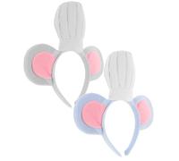 Mikinona 2pcs Cooking Mouse Headband Ears Plush Blue and Grey Chef Hat, Cosplay Rodent Ears Headband for Halloween Party, School Plays, and Themed Costume Accessories