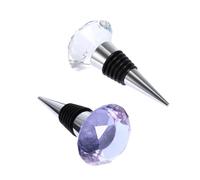 Mikinona 2Pcs Crystal Wine Bottle Stoppers with Seal Decorative Plugs in Transparent and Purple Easy Installation for Fresh Wine Preservation and Gift Giving