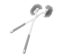 Mikinona 2pcs Curved Toilet Brush with Stiff Bristles for Deep Cleaning Under Rim and No Dead Corner Non-slip Grip Bathroom Scrubber Tool for Home and Communal Toilet Bowl Cleaning Easy