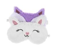 Mikinona 2pcs Cute Plush Eye Masks for Sleeping Soft Faux Rabbit Blindfolds with Light Blocking Purple Fox White Rabbit Designs Comfortable Sleep Mask for Teens Women