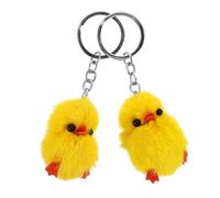Mikinona 2pcs Cute Plush Little Yellow Duck Key Chain Soft Charm for Adults Functional Bag Pendant and Car Accessory Distinctive Decorative Key Holder Party Favor