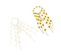 Mikinona 2pcs Daisy Flower Headband Bohemian Floral Hair Accessories for Girls for Holidays and Photoshoots Charming and Elegant Design Yellow and White