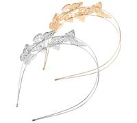 Mikinona 2Pcs Decorative Butterfly Headband Elegant Bridal Crown for Women Events Costume Parties Photo Props High Crown Design for Birthdays Holidays Gold Silver Colors