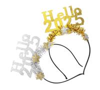 Mikinona 2pcs Digital Draw Hairband for Women Happy Year Party Supplies Glitter Birthday Headbands Year Hair Bands Party Decorations