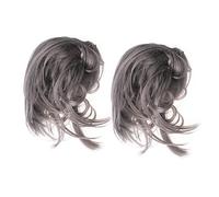 Mikinona 2Pcs Dimgray Fluffy Curly Wig Hair Ties Elastic Hair Ring for Women and High Temperature Silk Ponytail Holders