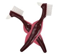 Mikinona 2pcs Double-Sided Denture Cleaning Brush with Hard Bristles Ergonomic Handle Dual Head Toothbrush for False Teeth and Partial Dentures Care Oral Hygiene Accessories for Seniors and