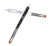 Mikinona 2pcs Dual Head Nail Art Brush Professional Dotting Pen Polish Brush for Manicure Black White Design for Salon Home Nail Decoration