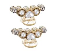 Mikinona 2pcs Elegant Pearl Hair Clasp Vintage Hair Catch Barrettes for All Occasions Durable High End Material for Weddings Parties and Everyday Styling