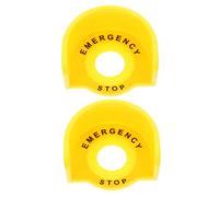 Mikinona 2pcs Emergency Stop Push Button Protective Cover Set with Warning Label, Plastic Lockout Box Type Switch Protection, Waterproof Industrial Switch Guard for Safety Control