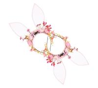Mikinona 2pcs Flocked Faux Flower Rabbit Ear Headband Floral Crown Headpiece Comfortable Secure Fit Magical Party Accessory for Halloween Birthday