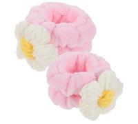 Mikinona 2pcs Floral Wristbands Facial Washing Bands Elastic Face Cleaning Bands for Women Spa Towel Wristbands