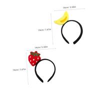 Mikinona 2pcs Fruit Theme Headbands Strawberry Banana Hair Bands Lightweight Comfortable Halloween Christmas Party Costume Accessories for Live Streaming and Social Media
