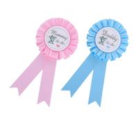 Mikinona 2pcs Gender Reveal Badges for Shower Party, Unique Chic Design Polyester Clothes Badge for Mom and Dad, Well Printed and Not Easy to Break, Photo Prop