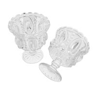 Mikinona 2pcs Glass Dessert Bowls Footed Embossed Clear Cups for Sundae Trifle Fruit Pudding Transparent Sturdy Glass Bowls for Hot and Cold Desserts