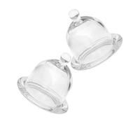 Mikinona 2Pcs Glass Dessert Stand with Dome Lid Elegant Clear Cake Dome Cover for Birthday Parties Gatherings Cupcake and Cheese Serving Platter with Stable Base Easy to Clean