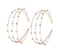 Mikinona 2pcs Glitter Star Headband Crown Crystal Goddess Headband Rhinestone Wedding Tiara Glitter Bridal Hair Band Headpiece Accessories for Women Girls Golden