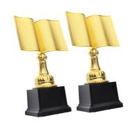 Mikinona 2pcs Gold Reading Prize Trophy for Funny Book Shaped Plastic Award Cups for Parent Book Competition Motivational Keepsake Encouraging and Literacy