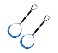 Mikinona 2pcs Gymnastic Rings Blue Outdoor Swing Set Climbing Obstacle Workout Fitness Rings for Backyard Play and Bone Strengthening