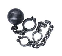 Mikinona 2pcs Halloween Plastic Shackles Set Foot and Wrist Chains, 85cm Silver Prisoner Props for Costume, Cosplay, Party and Trick Decor