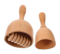Mikinona 2Pcs Handheld Wooden Muscle Massage Roller Cups for Back Therapy, Portable Self-Massage Tool with Small Roller Designs, Suitable for Home Relaxation and Muscle Relief