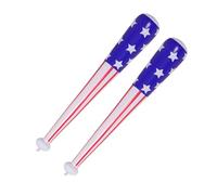 Mikinona 2pcs Inflatable Baseball Bat PVC Durable Air Filled Bats with American Flag Design for Party Favor Pretend Play Outdoor Sports Pool Games