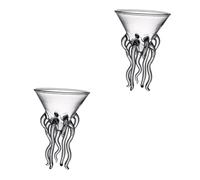Mikinona 2pcs Jellyfish Cup Cocktail Drinking Cups Water Goblets Whisky Wine Funny Cocktail Squid Octopus Goblets Party Beer Transparent Glass