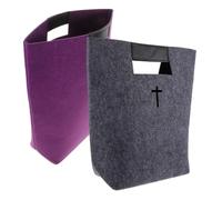 Mikinona 2Pcs Large Felt Tote Bag Multi-function Grocery Shopping Bags with Spacious Compartments for Bible Storage and Daily Essentials Handbags for Students and Travel Gray Purple